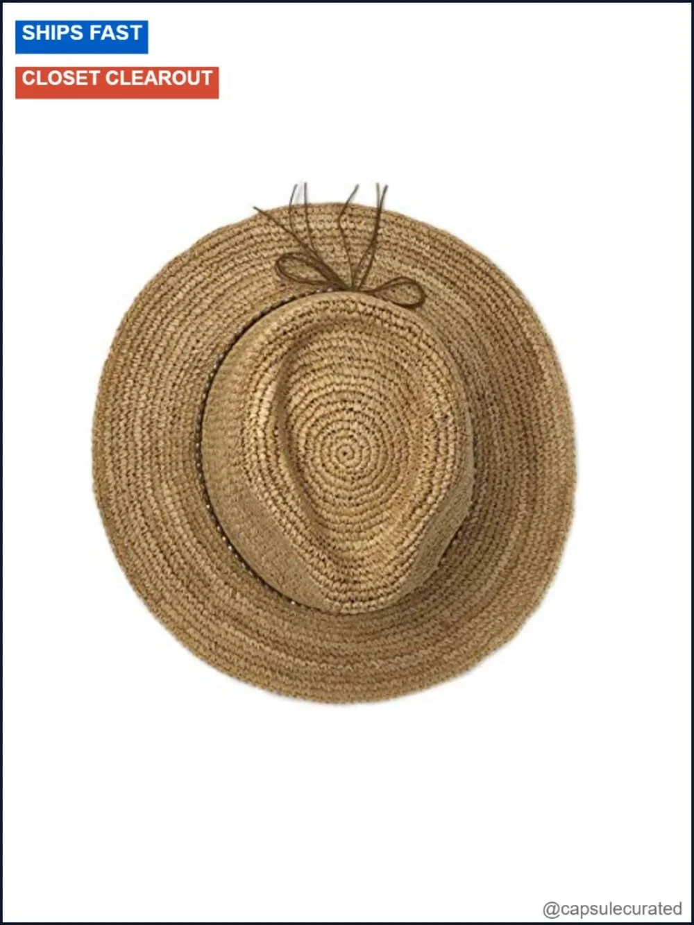 Women's Natural Raffia Wide Brim Sun Fedora Hat with Adjustable Drawstring